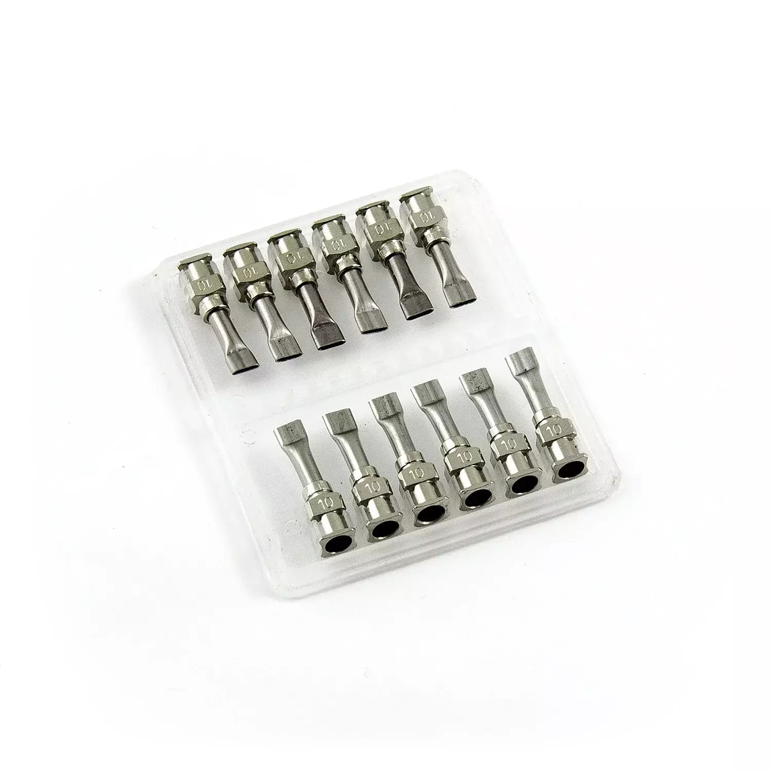 Ploché nerezové dávkovací jehly 10G 0.5\" set 12ks