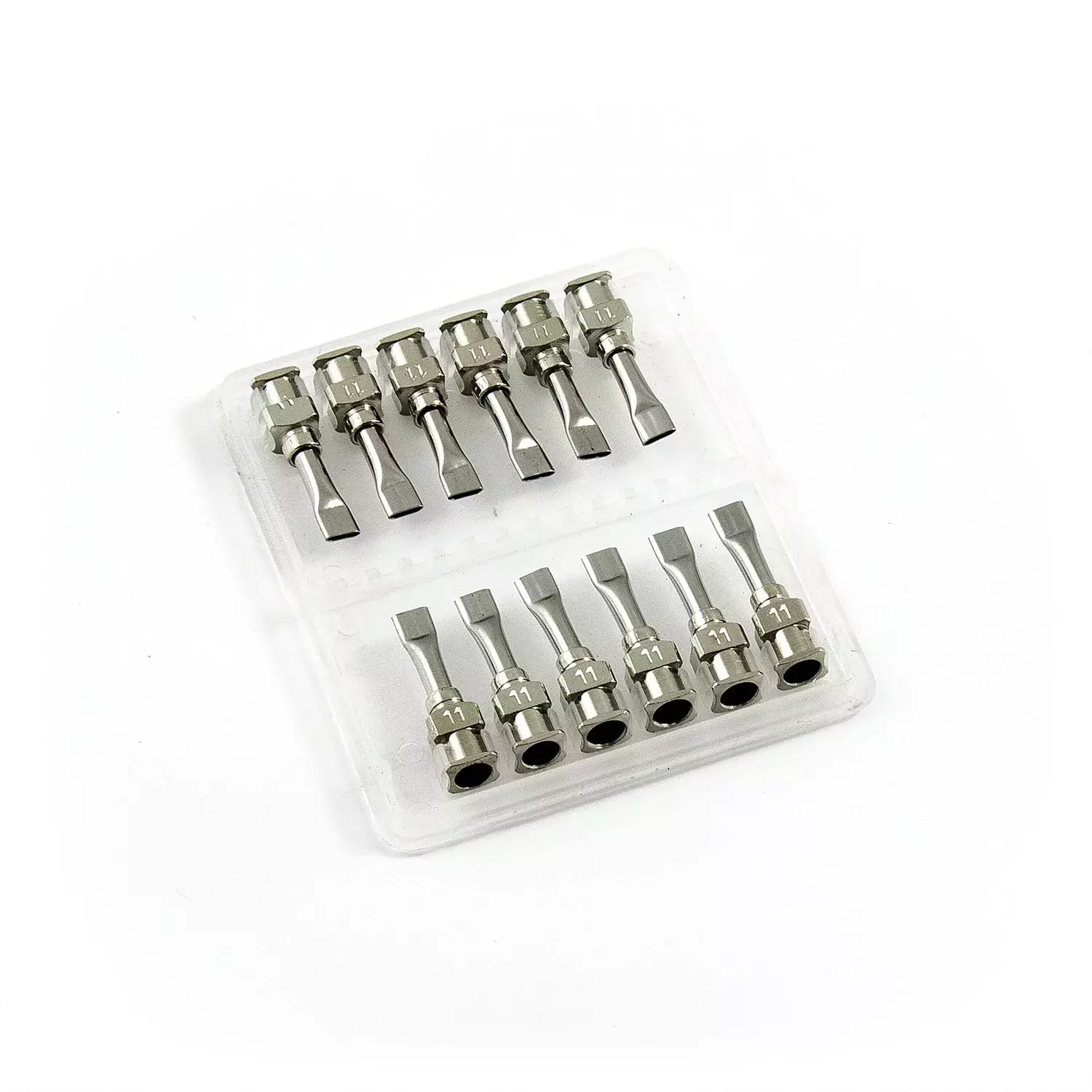 Ploché nerezové dávkovací jehly 11G 0.5\" set 12ks