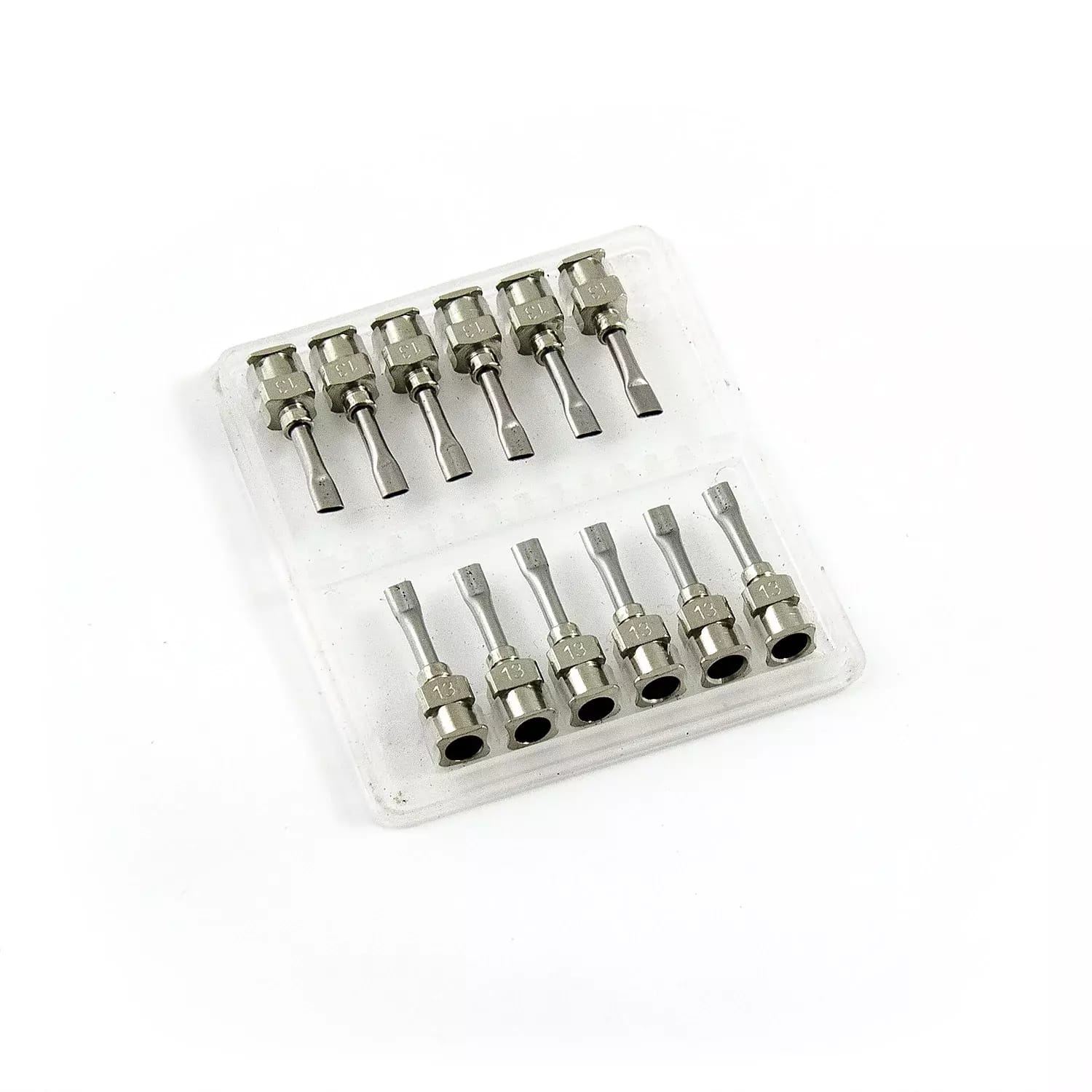 Ploché nerezové dávkovací jehly 13G 0.5\" set 12ks