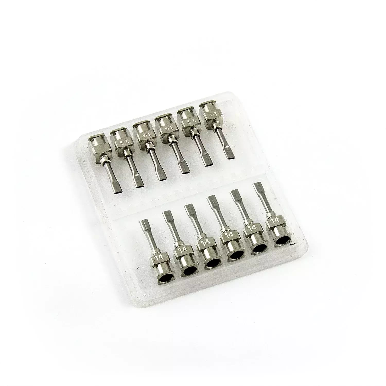 Ploché nerezové dávkovací jehly 14G 0.5\" set 12ks