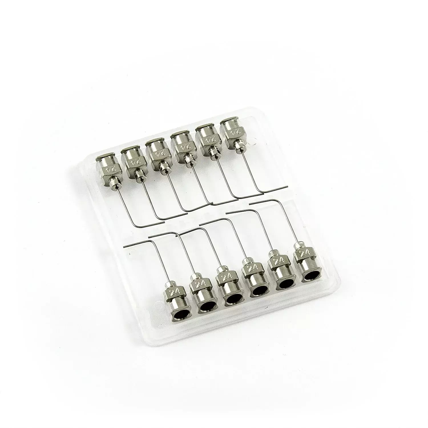 Pravoúhlé 90° nerezové dávkovací jehly 24G 1\" set 12ks