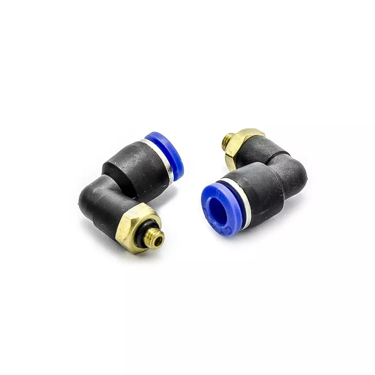 John Guest 1/4\" 6mm rohová spojka - koleno 90° s vnějším M5 závitem