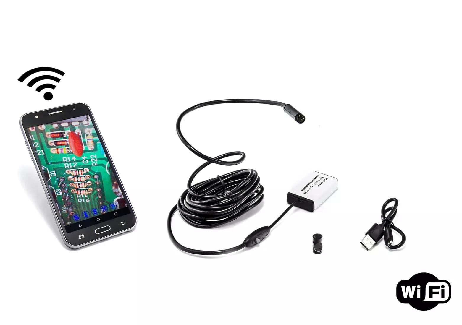 Endoskopická kamera s WiFi modemem a krytím IP66 s tvrdým ohebným krkem 3.5m