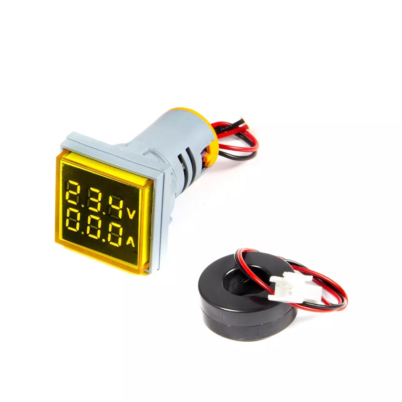 Digitální Voltmetr a Ampérmetr do panelu AC 60-500V / 0-100A 22mm čtvercový