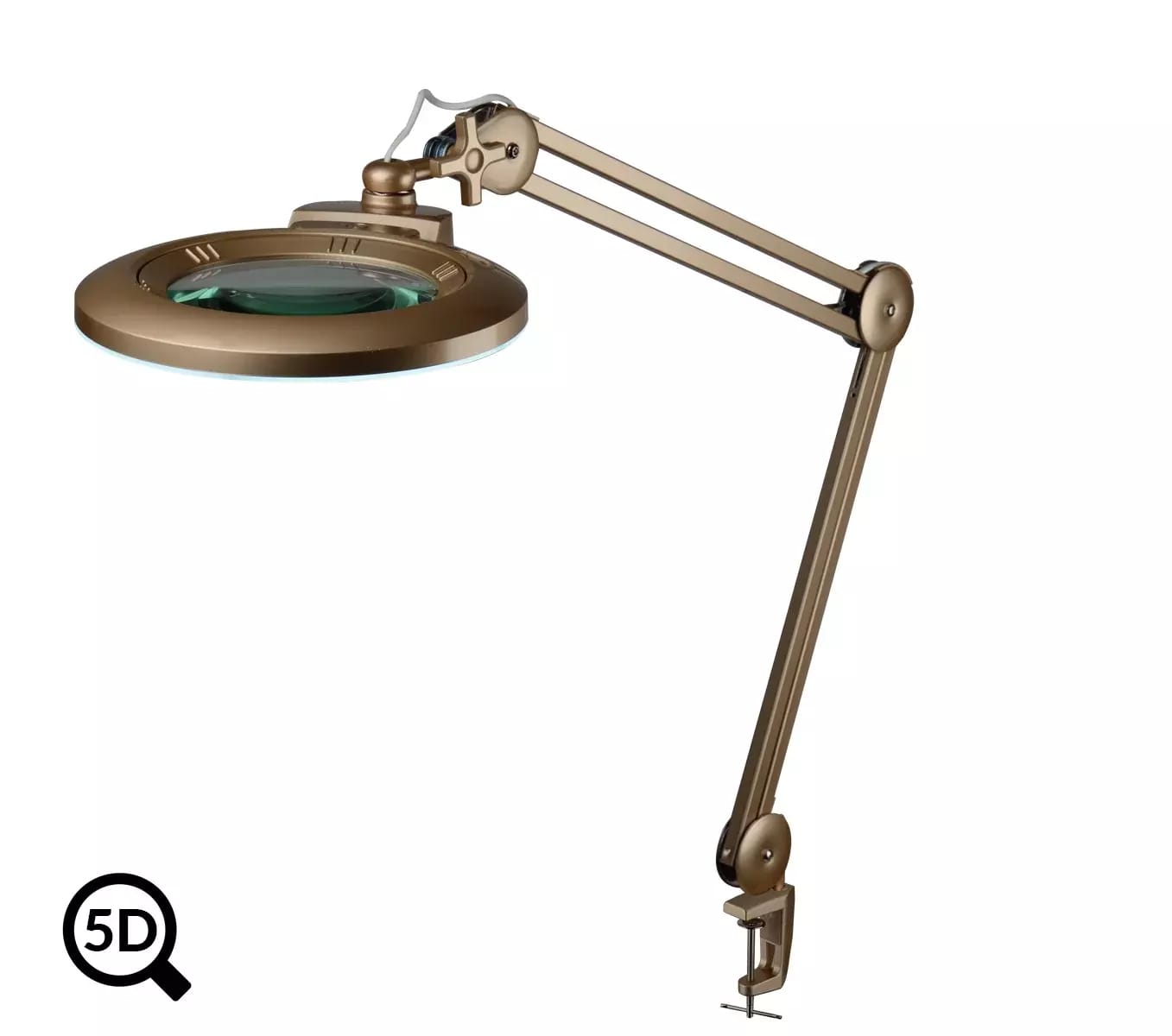 Zlatá stmívatelná LED lampa s lupou IB-150, průměr 150mm, 5D