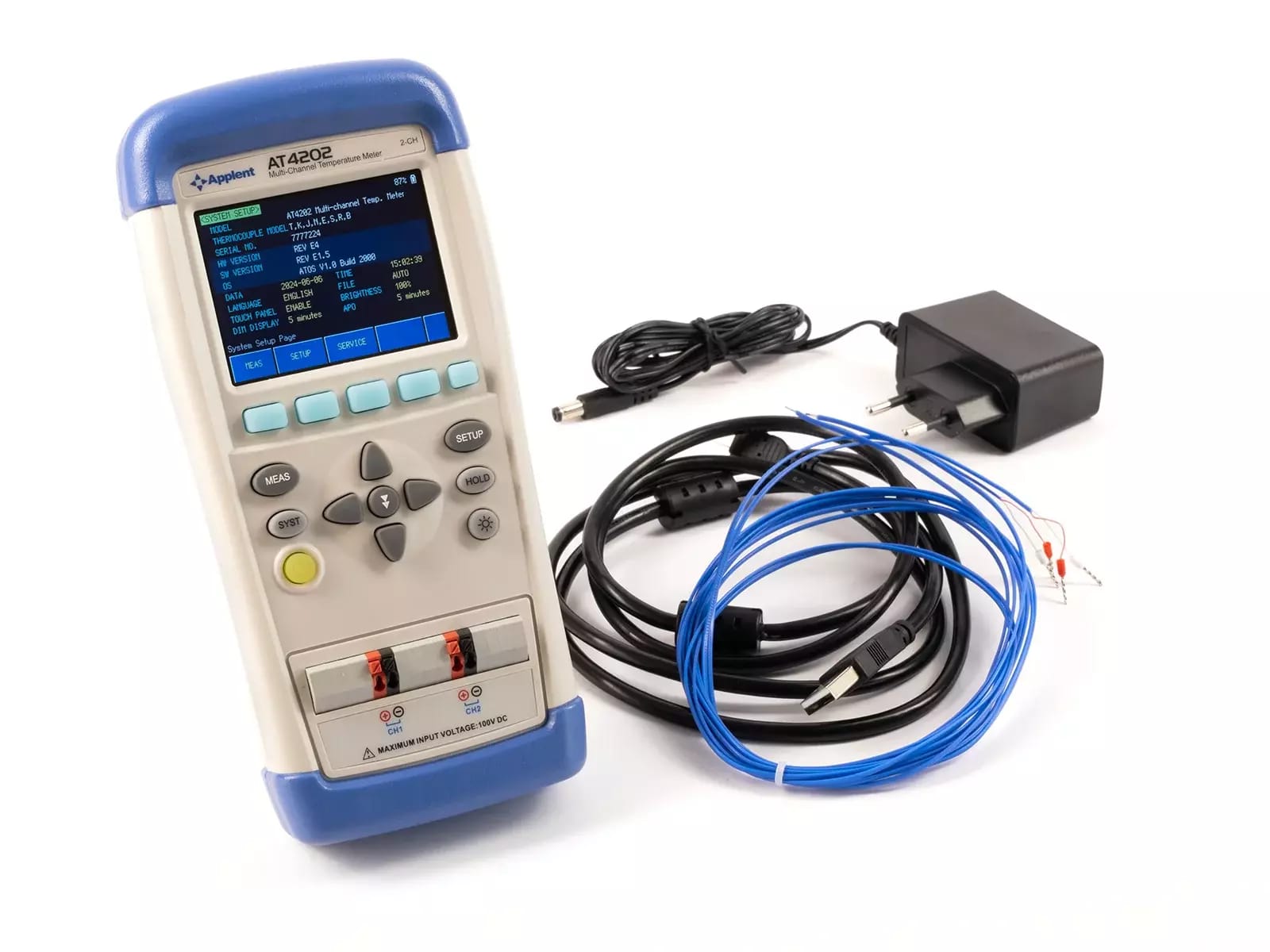 Applent AT4202 dvoukanálový termočlánkový datalogger a teploměr